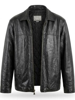Vintage. 100% Leather M.Julian Black Zip Front Jacket Men See Measurements